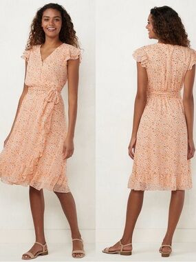 Lauren Conrad Ruffle Wrap Midi Dress Soze XXL